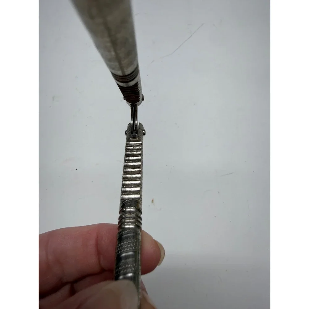 Vintage HMQ Silver Tone Metal Spring Loaded Nutcracker Textured Grip Handles